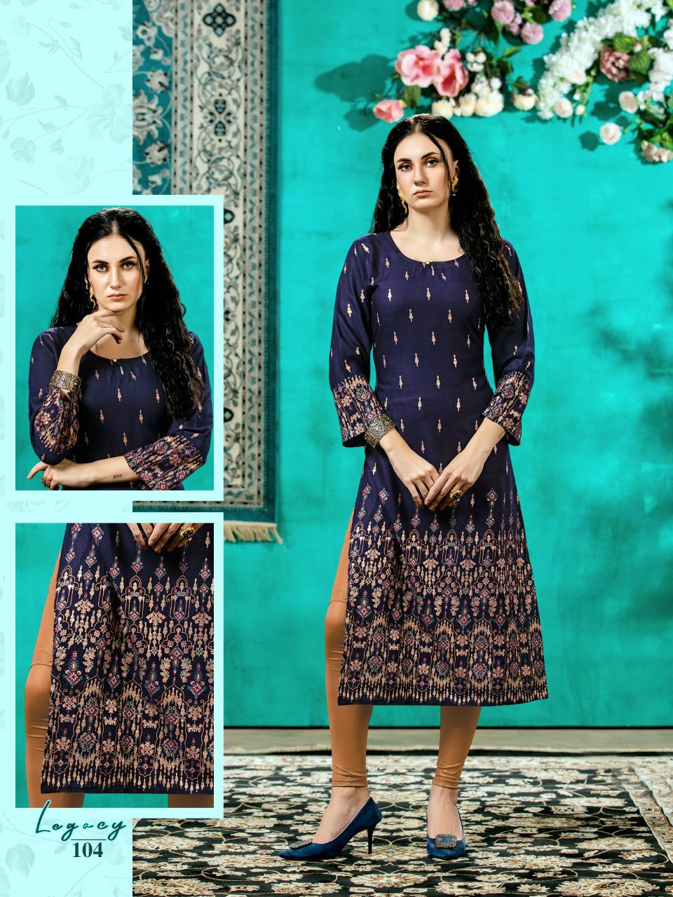 Legacy Latest Ethnic Wear Straight Cut Rayon Designer Kurti Collection